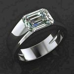 4 Ct Diamond Emerald Cut Engagement Wedding Men's Ring 14K White Gold Finish