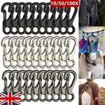 100X Small Carabiner Clip EDC Paracord Keyring Hook Snap Shut Clip Black 25mm UK