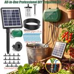 50FT Solar Automatic Drip Irrigation System Kit Plant Watering Timer Greenhouse