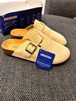 Birkenstock Boston Beige Suede Clog Slippers Soft Footbed EU43 UK9 New