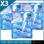 3 x MAX FLUSH 5 TOILET RIM BLOCK TWIN PACK OCEAN SPRAY SCENT TOILET BOWL CLEANER