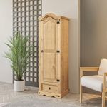 Corona Wardrobe 1 Door 1 Drawer Arch Top Robe Mexican Solid Pine
