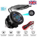 12V 24V Dual QC USB Car Charger Socket Adapter Power Outlet For Car Motorcycle