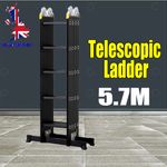 5.7M Aluminium Telescopic Ladder Folding Ladder Multi-Purpose 14 IN1 Combination