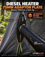 Tent Tentbox Awning Diesel Heater Adaptor Plate 75mm