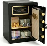 53L Security Safe Hidden Drawer Digital Steel Safe Box Dual Alarm Wall Mountable