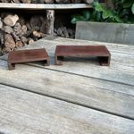 Old Vintage Oriental Hardwood Carved Stand Riser For Ornament Or Bonsai Tree x2