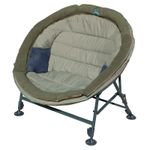 Moon Chair Folding Wide Round Fishing Chair Padded Adjustable Legs Dark Green