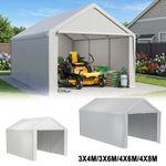 Carport Canopy Garden Storage Shed with Sidewall UV-Resistant Shelter for Tools