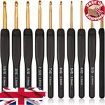 8PCS Black Ergonomic Crochet Hooks Set - Soft Grip Needle Kit 2.5-6.0mm for Arth