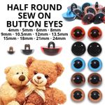 Button Eyes Sew On Half Round for Teddy Bear/Animal Soft Toy Making