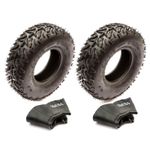 2x 14x4.10-6 Knobbly Off Road Tyre & Tube Front Rear Quad Bike ATV 6" Wheel 2Ply
