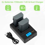 2Pcs NB-2L NB-2LH Battery+Dual Charger for Canon EOS 350D 400D G7 G9 S30 S40 S70