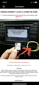2025 NISSAN Connect 1 V12 Navigation Update SatNav SD Card Map QASHQAI JUKE NOTE