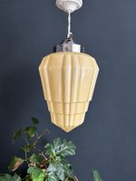 1930s Art Deco Skyscraper Opaline Glass Pendant Light Original Chrome