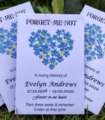 10 Personalised Forget-Me-Not Seeds Funeral  Memorial Memory Remembrance Favours
