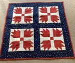 Handmade Quilt Red/Navy 100% quilting cotton Fabric Apx 42"Square