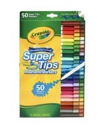 Crayola SuperTips Washable Markers Felt Tip Pens, Assorted Colours, 50-Pack