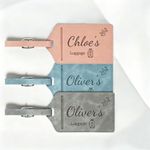 Personalised Luggage Tag Custom Travel ID & Name Labels for Suitcases PU Leather