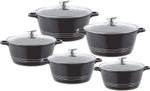 SQ Professional Durane 5pc Black Die Cast Non Stick Induction Stockpot Set
