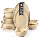 Herogo Stoneware Dinnerware Sets For 6 18Pcs Irregular Handmade Dinner Dish Set