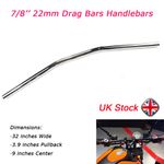 7/8" 22mm Universal Motorcycle Drag Handlebar Bar Chrome For Harley Honda Yamaha