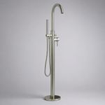 Freestanding Bath Shower Mixer Tap Brushed Nickel Floor Mounted Hand Shower WRAS