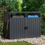 Double Wheelie Bin Storage Metal Store Cover Garden Rubbish Dustbin 2 Shed House