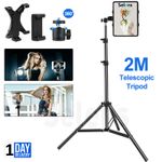 2M Tripod Stand Telescopic for Camera Camcorder Phone Holder Selfie Ring Light