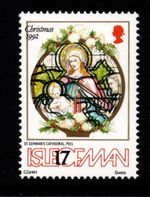 ISLE OF MAN  1992 CHRISTMAS 17p ERROR WITH COLOUR SHIFT OF BLACK TO LEFT  MNH