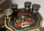 Vintage Jack Daniels Drinks Tray and Four Metal Jack Daniel’s Cups
