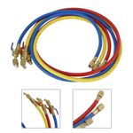 3x HVAC 1/4" SAE 600 PSI Charging Hoses W/ Shut Valve AC Refrigerant R134A UK
