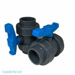 2 x 1" ,11/2",2",3" or 4" DOUBLE UNION BALL VALVES KOI POND FITTINGS PLUMBING