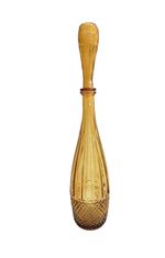 Large Vintage Amber Glass Diamond Cut Genie Bottle Decanter Stopper 52cm
