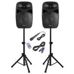 Vonyx VPS152A 15" Active PA Speakers with Bluetooth & Stands 1000W Power