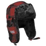 Fox Outdoor Fur Hat Lumberjack Winter Warm Trapper Hiking Ear Flaps Red / Black