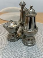 vintage Ianthe (Ian Heath Ltd) silver-plated 3 Piece cruet set On Stand