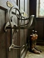 Antique Edwardian Kirkpatrick Iron Bridle Harness Rack English Horse Stable 1900