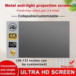 Anti-Light Metal Projector Screen High Brightness 16:9 3D HD 4K Movies Screen