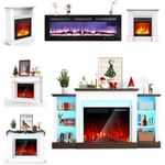 Electric Fireplace with Surround, LED Flame&RGB Mood Light Timer Remote