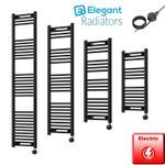 Black Pre-Filled Electric Towel Rail 300mm All Sizes Bathroom UK