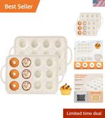 2Pack Silicone Muffin Pan For Baking With Metal Reinforced Frame, 12 Cup Regu...