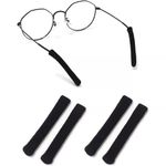 2 Pair Glasses Ear Cushions, Black Glass Tips, Soft Ear Pads for Glasses, Elasti