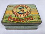 Player's Navy Cut Cigarettes Tin Hinged Lid Gold Leaf Trinket Box VTG Rare Prop