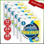 Gentille Kitchen Roll Twin 3PLY Towel Paper Rolls Strong Absorbent Durable White
