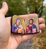 Diptych icon of Jesus Christ and the Mother of God, 2x1.6 in