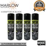 4 x U-POL Raptor 1K Spray Coating 450ml - Textured Black Truck Bed Paint