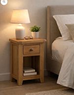 Oak Wood Brown/Oak Effect Bedside Table 1 Drawer Shelf Metal Knob 47x44x62cm