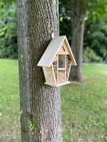 Pointed Roof Wooden Insect Hotel Home Hanging Bug House Garden Nature Decor Gift