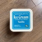 Vintage Sainsbury’s Vanilla Ice Cream Tub 1970s, 625ml 18p Advertising Retail
